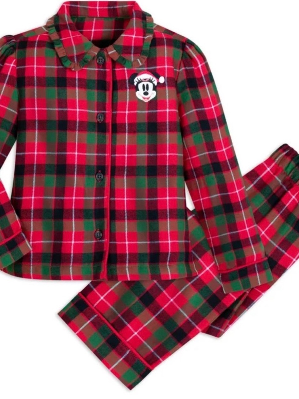 Disney Minnie Mouse  Holiday Plaid Flannel Pajamas for girl size 9/10 us size